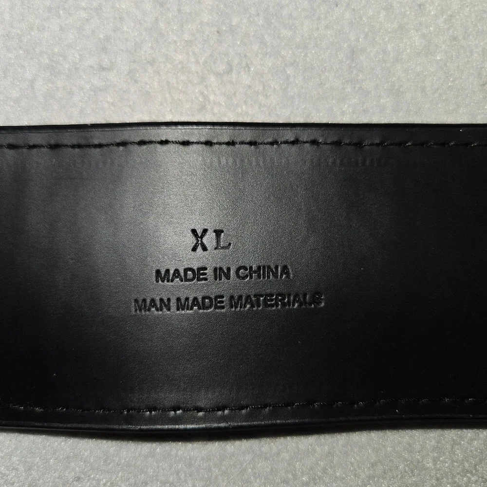 VTG Unbranded Lace Overlay Faux Leather Waist Belt Black Sz XL